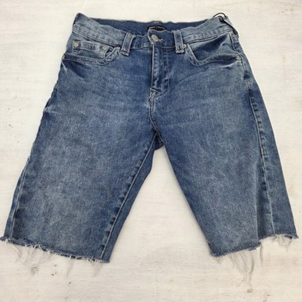 True Religion Shorts Men 31 Ricky Relaxed Straight Denim Cut-Off Distressed